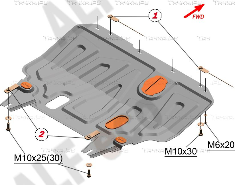 Купить запчасть ALFECO - ALF15500AL Защита алюминиевая для картера и КПП Nissan Wingroad Y12 2005-2018