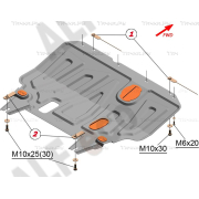 Купить ALFECO - ALF15500AL Защита алюминиевая для картера и КПП Nissan Tiida C11/C13 (вкл. Tiida Latio правый руль) 2004-2018