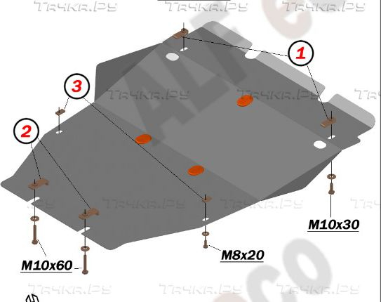 Купить запчасть ALFECO - ALF1213 Защита для картера Toyota Mark X 4WD GRX120, GRX130 (на пыльник) 2004-2023