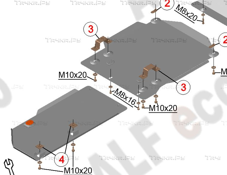 Купить запчасть ALFECO - ALF1441AL4 Защита алюминиевая для КПП и раздатки Mitsubish Pajero Mini 1998-2012