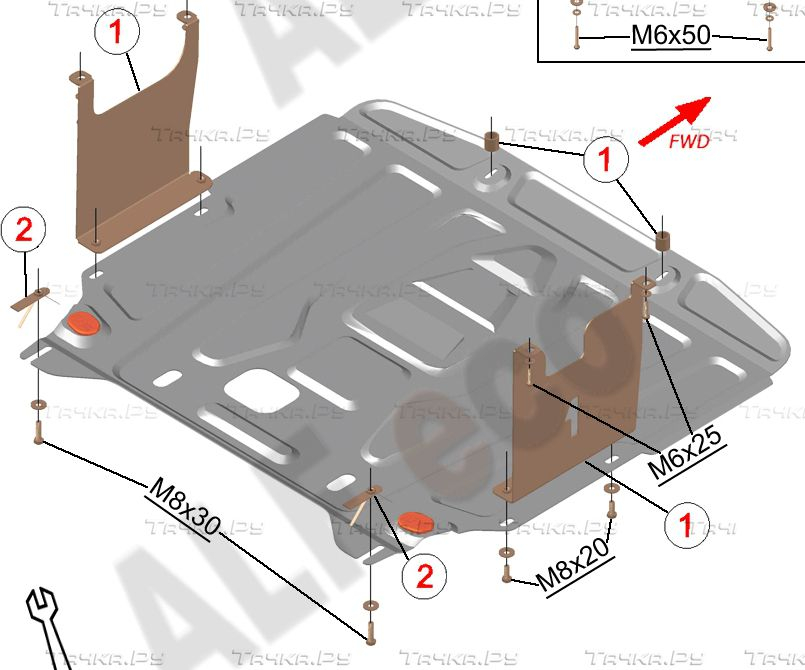 Купить запчасть ALFECO - ALF1127AL4 Защита алюминиевая для картера и КПП Kia Ceed II 2012-2015