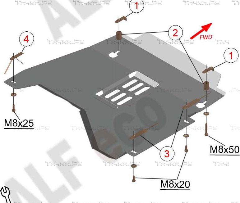 Купить запчасть ALFECO - ALF1812AL4 Защита алюминиевая для кислородного датчика и катализатора Renault Kaptur 4WD 2016-2023