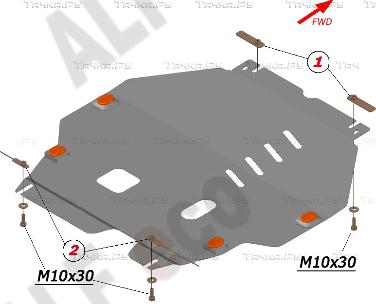 Купить запчасть ALFECO - ALF1435AL Защита алюминиевая для картера и КПП Mitsubishi Outlander III 2012-2023