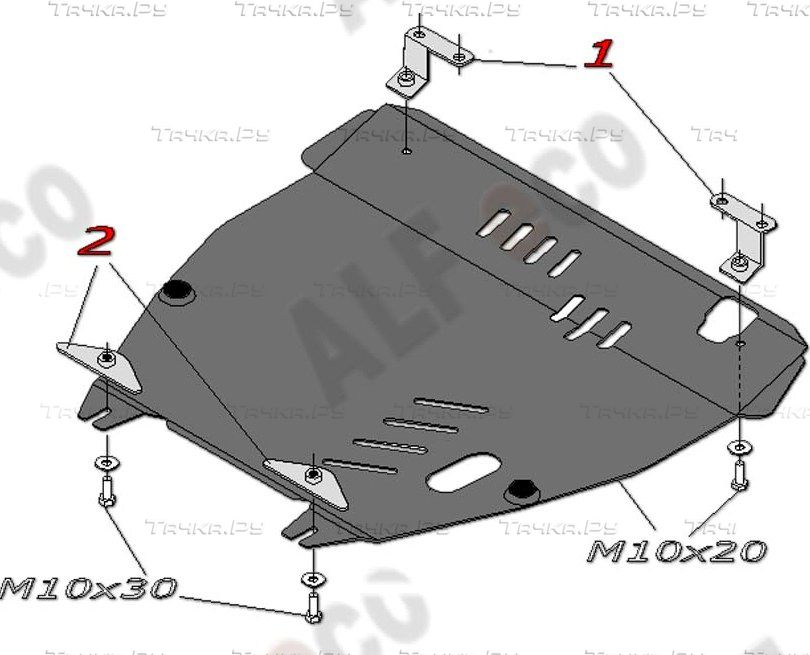 Купить запчасть ALFECO - ALF0907 Защита для картера и КПП Honda Pilot II до рестайлинга 2008-2011