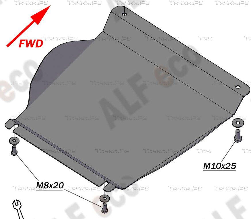 Купить запчасть ALFECO - ALF1433AL Защита алюминиевая для редуктора переднего моста Mitsubishi Delica IV D4 1996-2007