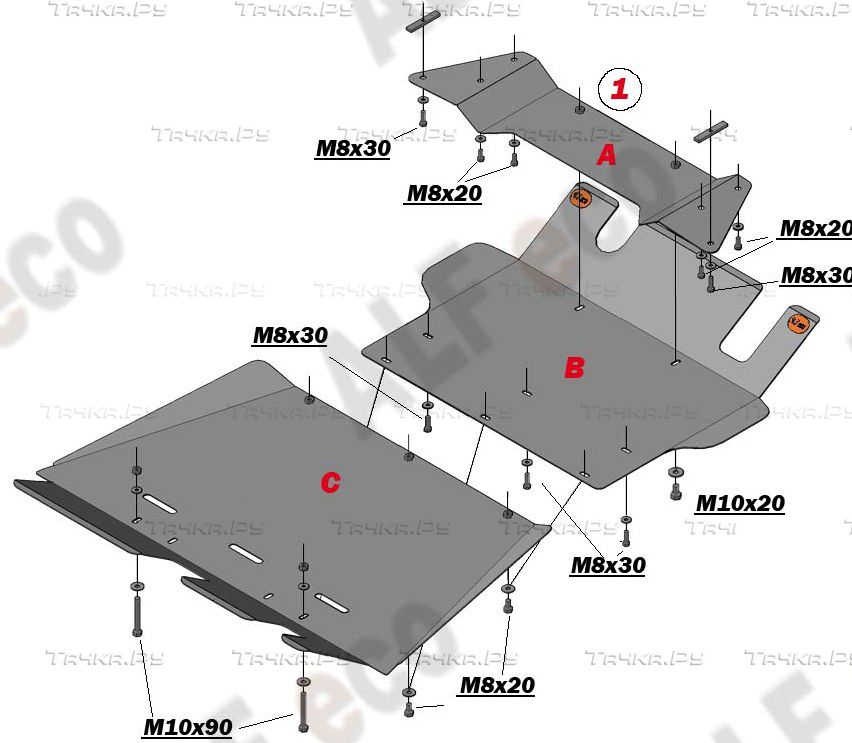 Купить запчасть ALFECO - ALF15251ALF15242AL4 Защита алюминиевая для КПП и РК Nissan Patrol Y61 (5-дв. 3,0 TD) 2000-2010