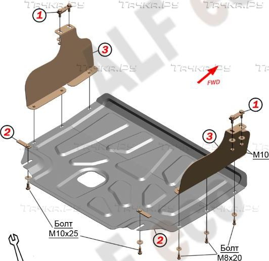 Купить запчасть ALFECO - ALF0741AL Защита алюминиевая для картера и КПП Ford Transit задний привод 2015-2023