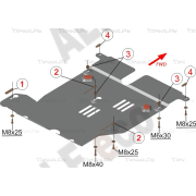 Купить ALFECO - ALF1554 Защита для кислородного датчика и катализатора Nissan Terrano 2WD 2014-2023