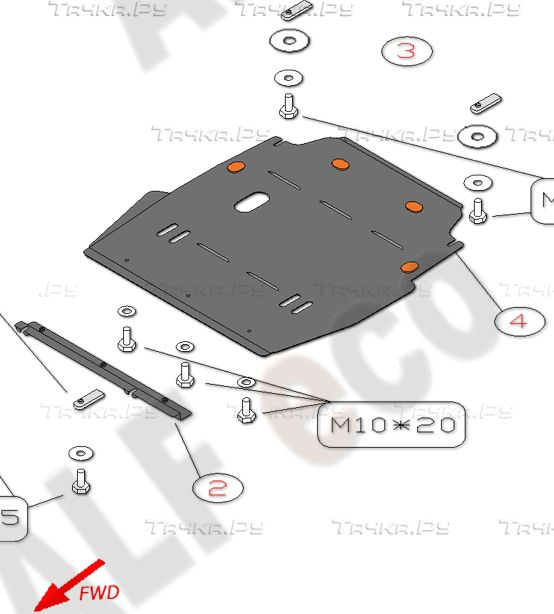 Купить запчасть ALFECO - ALF2501AL4 Защита алюминиевая для картера и КПП Chrysler Sebring II 2001-2006
