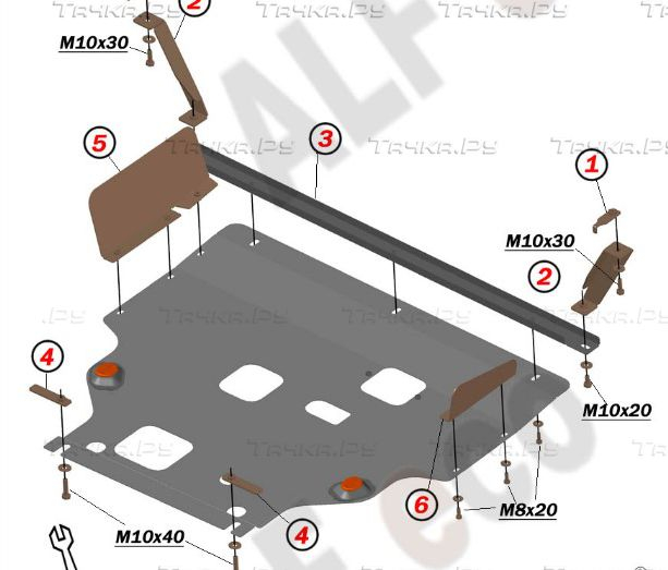 Купить запчасть ALFECO - ALF0738AL Защита алюминиевая для картера и КПП Ford Transit 4WD, FWD 2014-2023