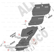 Купить ALFECO - ALF140809AL4 Защита алюминиевая для радиатора, редуктора переднего моста, КПП и РК (4 части) Mitsubishi Pajero Sport II 2008-2015
