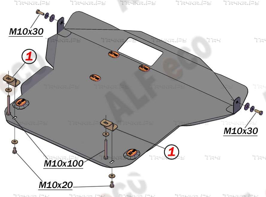 Купить запчасть ALFECO - ALF1123AL4 Защита алюминиевая для картера и КПП Kia Sephia 1997-2001