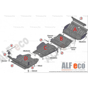 Купить ALFECO - ALF14474849AL Защита алюминиевая для радиатора, редуктора переднего моста, КПП и раздатки Mitsubishi Pajero Sport III 2016-2023