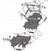 Купить ALFECO - ALF2457AL Защита алюминиевая для картера, кпп и раздатки Toyota Land Cruiser 76 (J70) 2007-2023