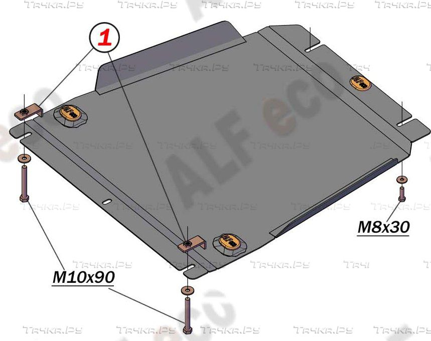 Купить запчасть ALFECO - ALF1121AL4 Защита алюминиевая для КПП Kia Mohave HM 2008-2020