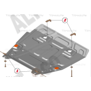 Купить ALFECO - ALF1514AL Защита алюминиевая для картера и КПП Nissan X-Trail T31 2007-2014