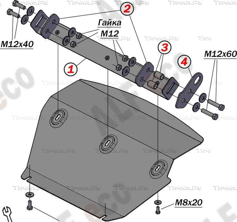 Купить запчасть ALFECO - ALF1432AL Защита алюминиевая для картера и радиатора Mitsubishi Delica IV D4 1996-2007