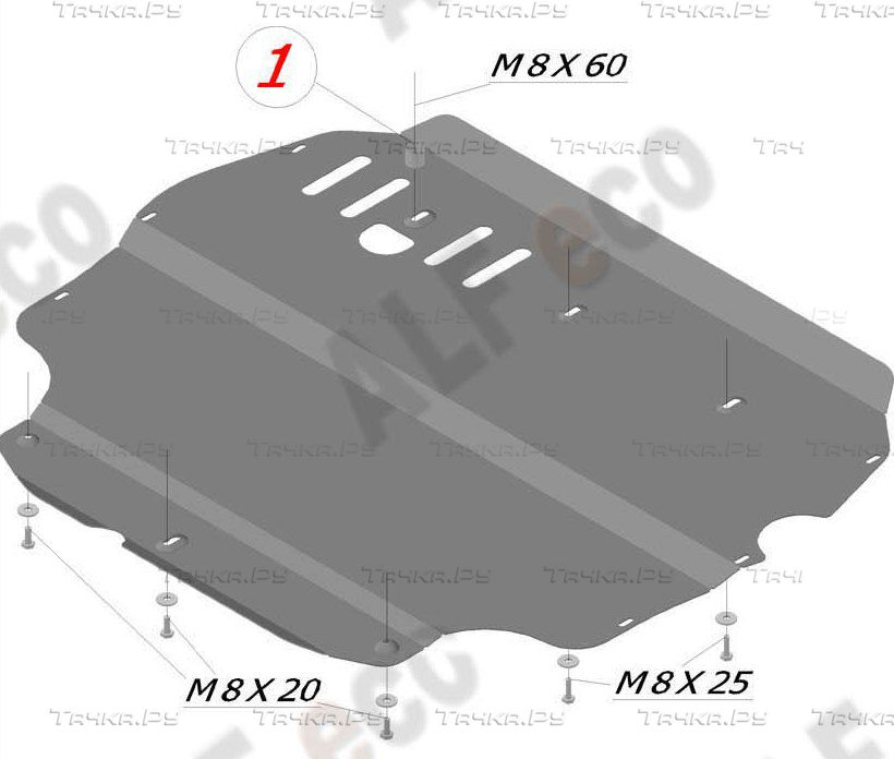 Купить запчасть ALFECO - ALF2631AL4 Защита алюминиевая для картера и КПП Volkswagen Passat B7 2011-2015